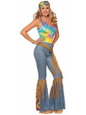 Hippie Bell-Bottom Pants with Belt - Adult