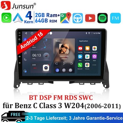 Für Mercedes Benz C-Klasse W204 S204 Android 15 Autoradio DAB+ Carplay GPS Navi