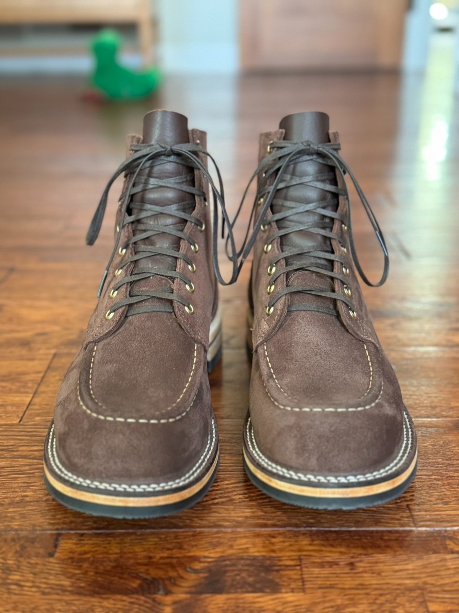 Nicks Handmade Boots 1964 Mahogony Brown Roughout Moc Toe 10.5 E