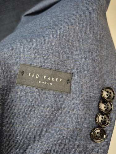 Ted Baker London Men's Blue Microcheck Jay Trim Fit Wool Suit Size 42 L / 35 L - Picture 4 of 11