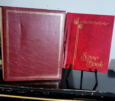 Blank Lot of 2 Vintage Red Scrapbooks Unused Midcentury Paper Junk Journaling