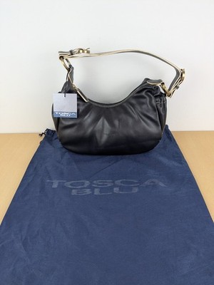 Tosca Blu weiche Leder Schulter Handtasche schwarz Reißverschlusstaschen Beuteltasche Italien Designer
