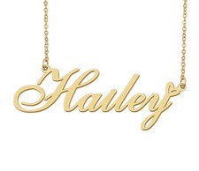 Hailey Name Necklace Heart Charm Pendant 18k Gold Plated Stainless Steel Jewelry