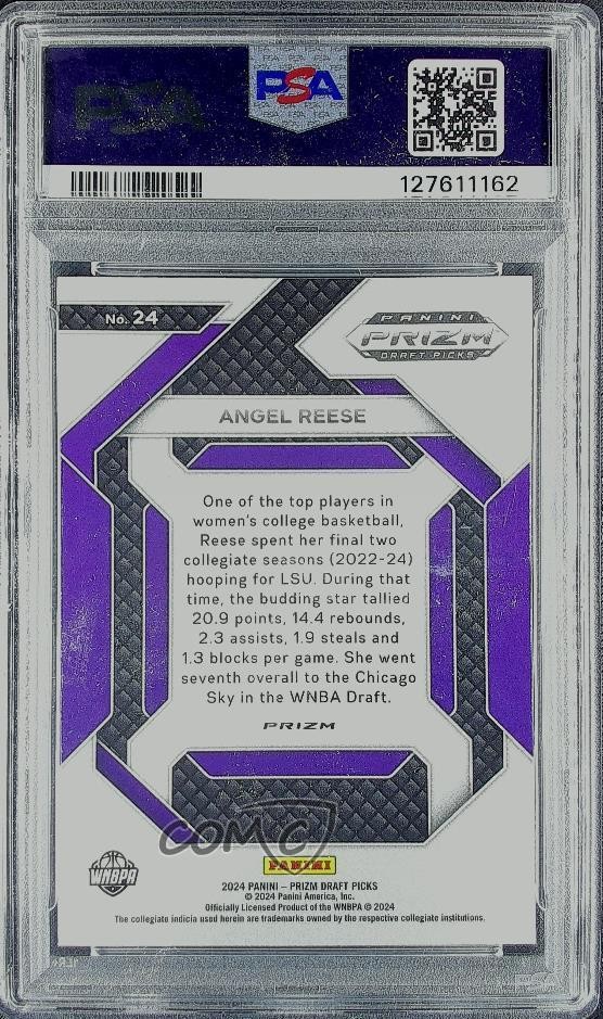 2024 Prizm Draft Picks New Recruits Silver Angel Reese PSA 10 GEM MT Rookie RC view 2
