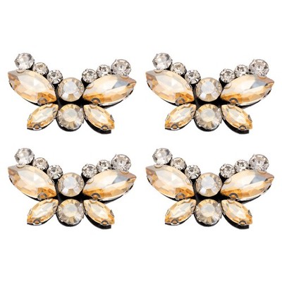 4Pcs Handmade Schmetterling Perlen-Patches, Strass Applikationen für Gold
