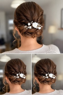 Bride Ryna Accessoires Braut Haarschmuck Gold Perle Rose weiß