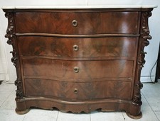 Antico Cassettone – Epoca Luigi Filippo – Mogano , Piuma – Marmo coevo – XIX sec