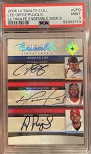 Derrek Lee, David Ortiz, Albert Pujols Auto PSA Mint 9 Pop 1 Ultimate Collection