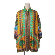 GIANNI VERSACE All Over Pattern 100% Silk Shirt Size38 Multicolor Women Vintage