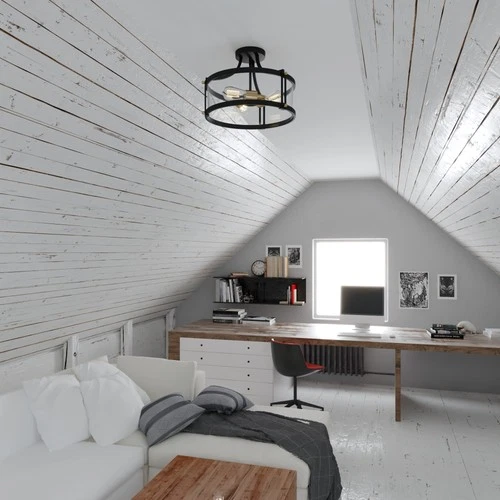 Vaxcel Lighting C0175 Holbrook 3 Light 16"W Semi-Flush Drum - Black - Picture 7 of 12