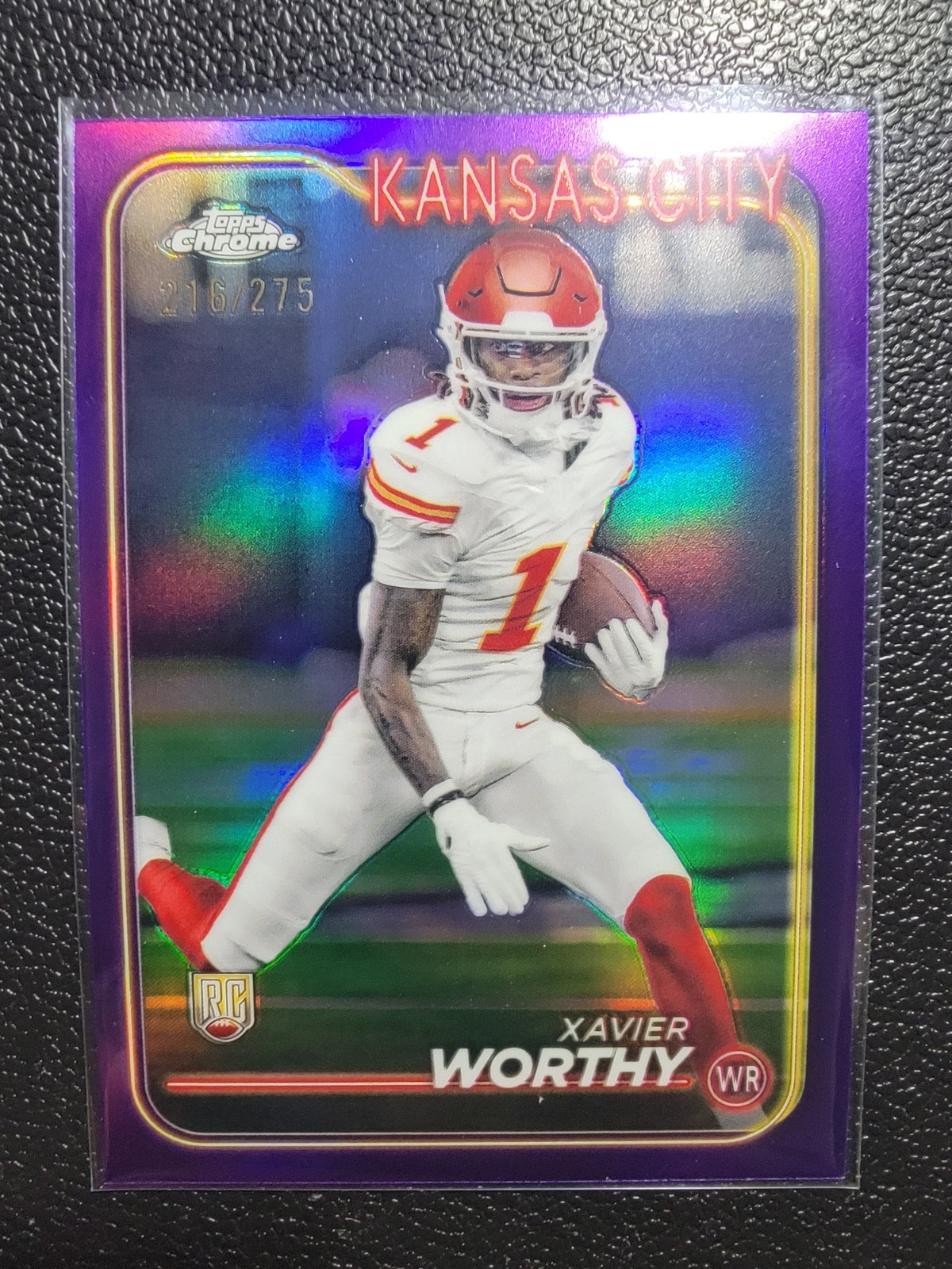 🔥Xavier Worthy 2024 Topps Chrome 216/275 PURPLE REFRACTOR ROOKIE #208🔥