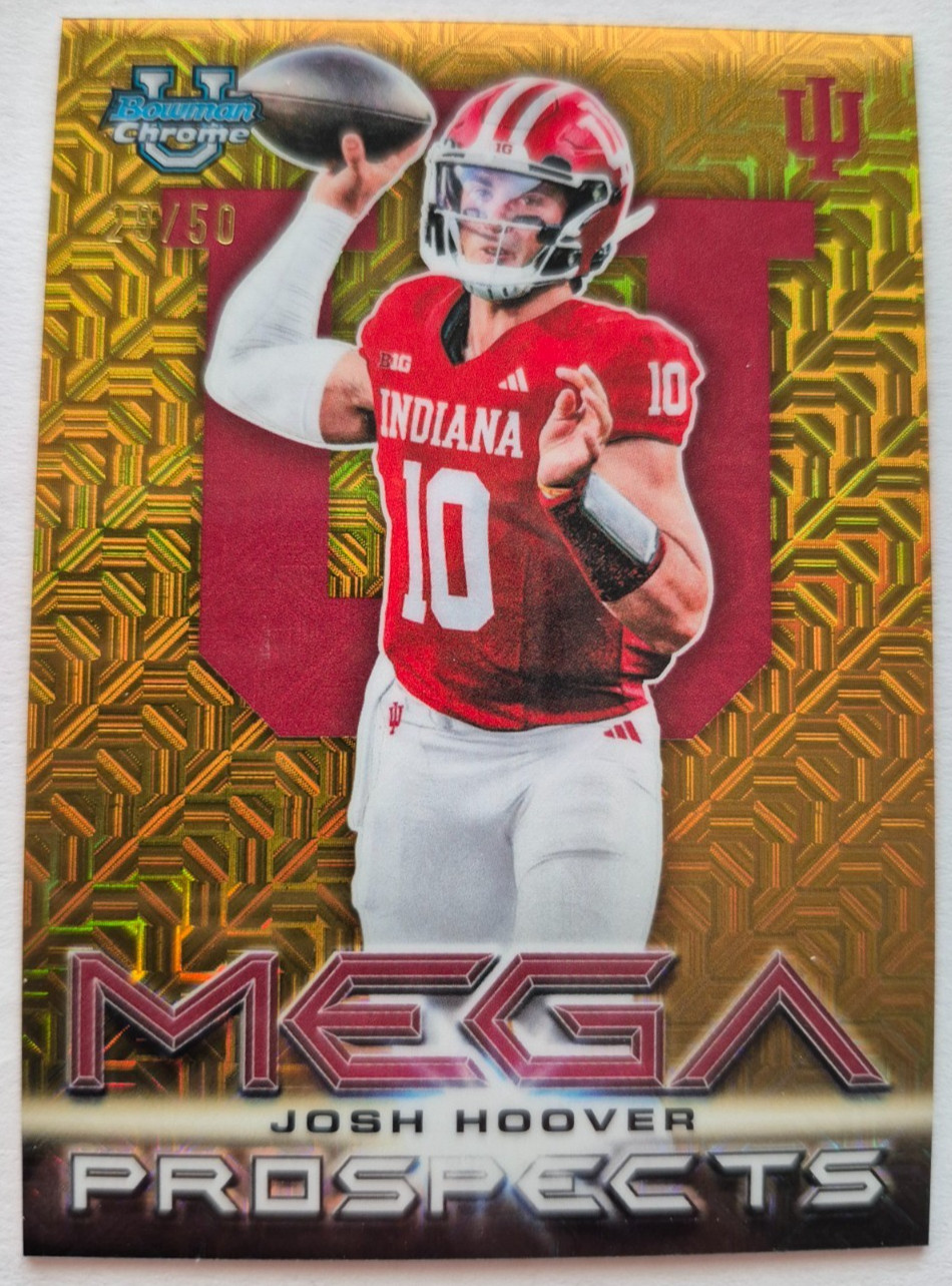 Josh Hoover 2026 Bowman Mega Prospect Gold Mojo Refractor /50 - Indiana Hoosiers