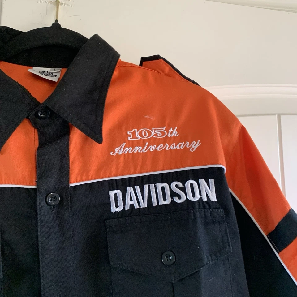 Camisa Harley Davidson Manga Corta Botón Hombre Talla L Grande Motociclista Garaje Foto 3 de 4