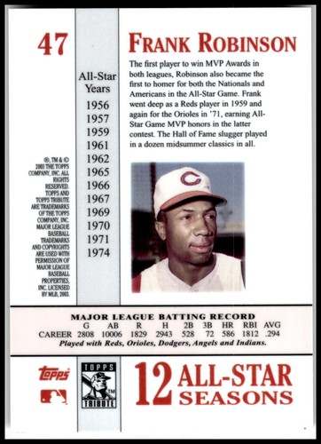 2003 Topps Tribute Perennial All-Star Edition #47 Frank Robinson - Imagen 2 de 2