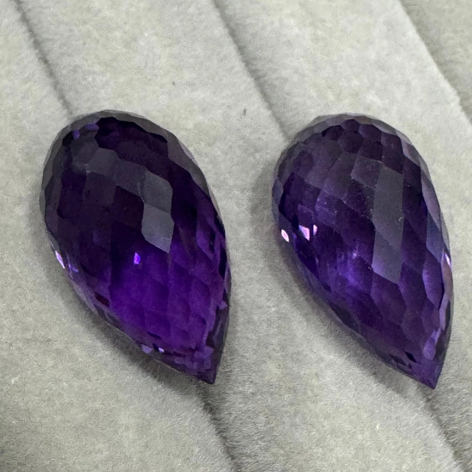 43.35 CT PURPLE AMETHYST (NOT DRILLED) BRIOLETTE PAIR LOOSE GEMSTONE - Image 2 of 4
