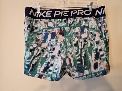 Nike Pro Dri-FIT Women's Compression Shorts Green Abstract XL