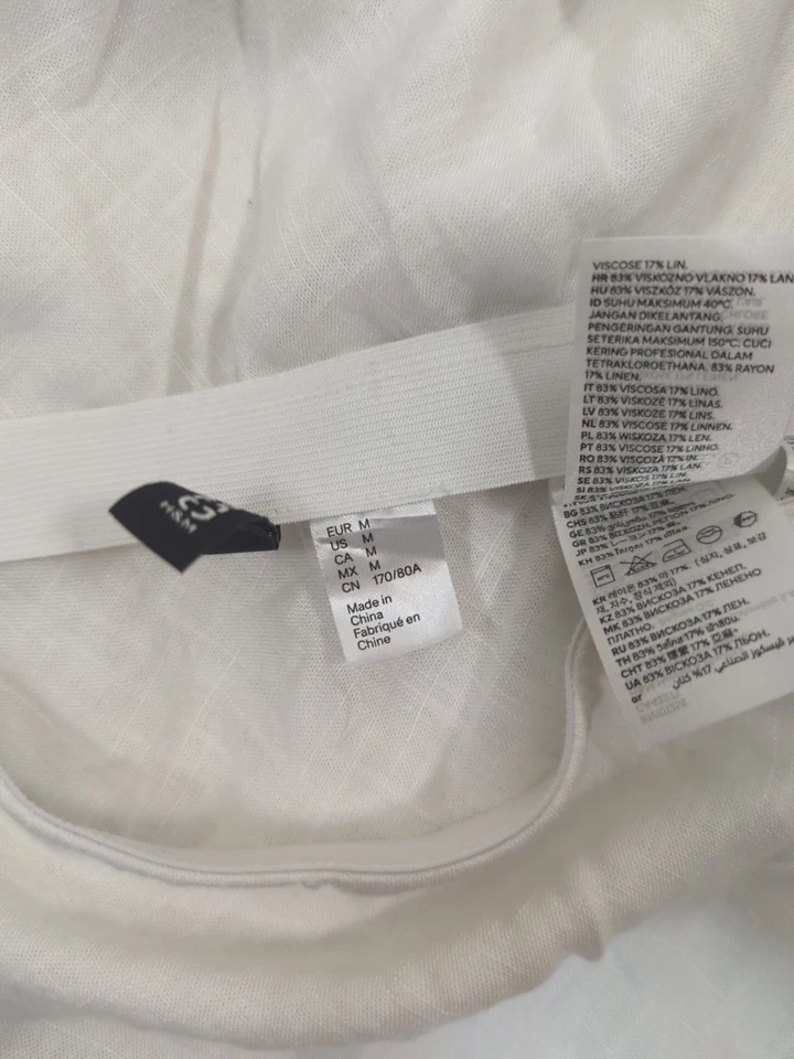 Maxi Falda H&M Blanca Mezcla de Lino Línea A Fluida Boho Verano Talla M Foto 2 de 4