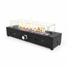 28-Inch Rectangular Outdoor Propane Fire Pit, 40000BTU, Wind Guard, Iron Frame