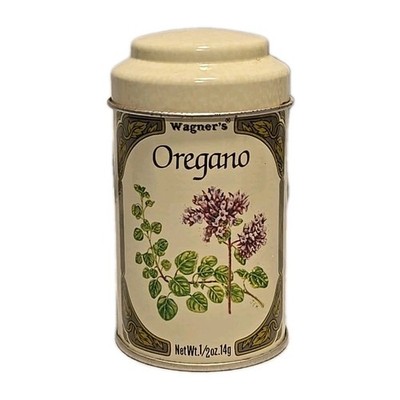 VTG John Wagner & Sons Oregano Metal Spice Tin Wagner s 3.5  Tall 2  Diameter