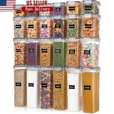 Airtight Food Storage Containers Set W/ Labels BPA Free Durable Plastic New