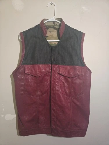 Grifter Company Masterson Oxblood Bison Leather Vest Size Medium - product listing photo
