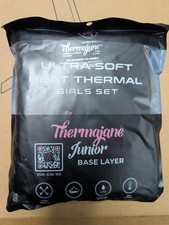 Thermajane Girls Medium - 2 Piece Long Sleeve Thermal Underwear Set - Black