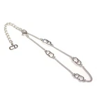 Dior CD Logo Sliver-tone Chain Bracelet Excellent F332