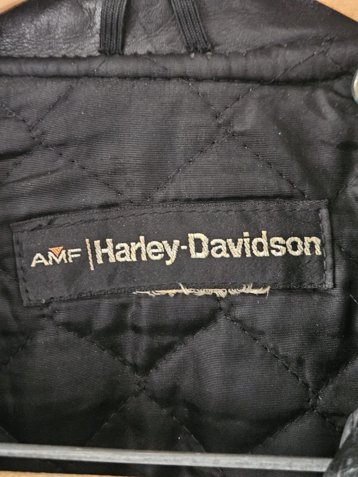 Harley-Davidson 1970s Vintage AMF Cycle Champ Black Leather Jacket - Image 2 of 4