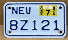 RARE 1999 NEVADA MOTORCYCLE LICENSE PLATE ( 8Z121 )