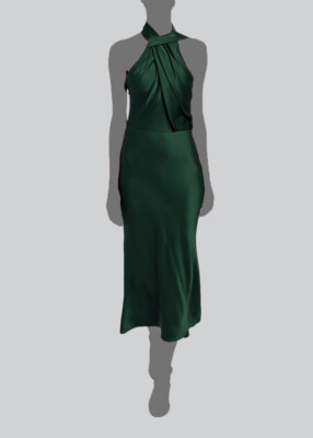 jason wu green silk dress $2495 Women's Satin Halter Neck A-Line Size 14 Slim Fit