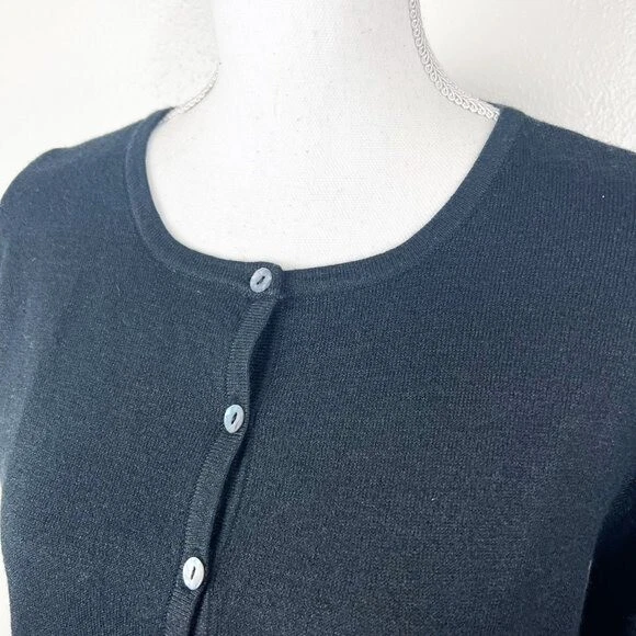 Cárdigan Carducci Suéter Mujer Mediano Negro Con Botones Floral Lentejuelas De Colección Foto 3 de 4