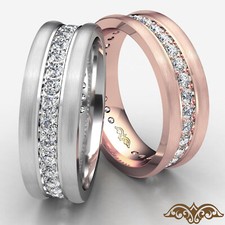 Pave Set Diamond Eternity Mens Wedding Band Round Edges 14k White Gold 1Ctw.