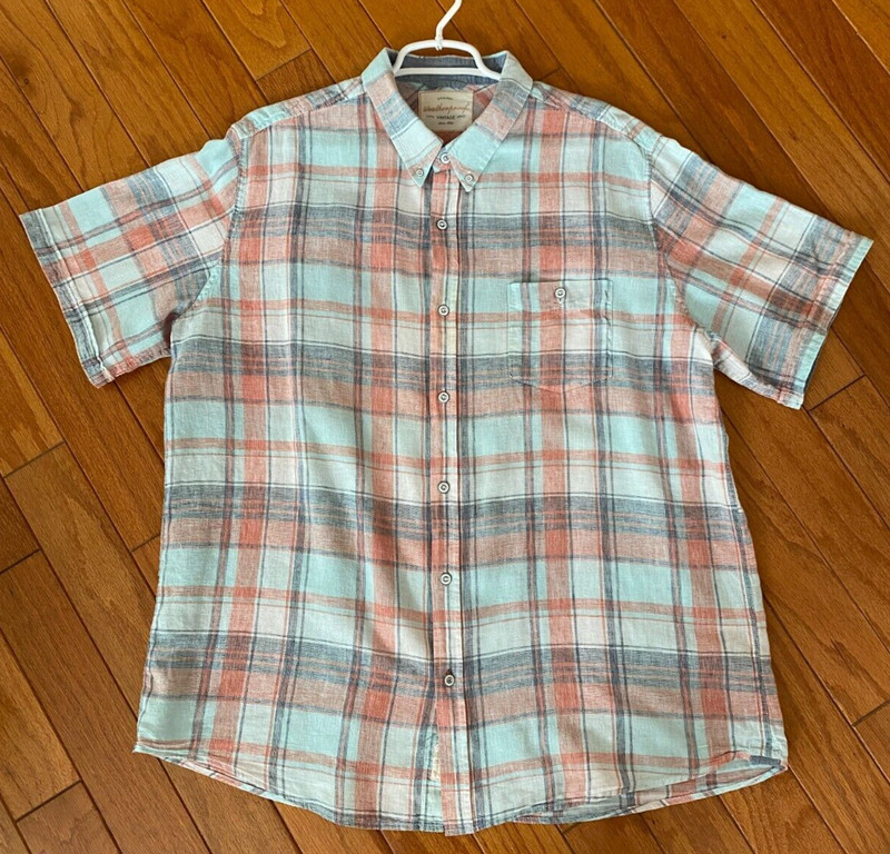 Weatherproof Blue & Red Plaid Short Sleeve Button Front Collared Shirt size XXL