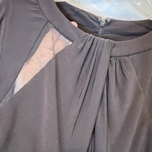 Ralph Lauren Womens Classic Jersey Dress Size 8P Black Mesh Inserts Draped - Picture 5 of 11