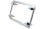 Chrome Motorcycle License Plate Tag Frame & Custom Acorn Lic Fastener Bolts