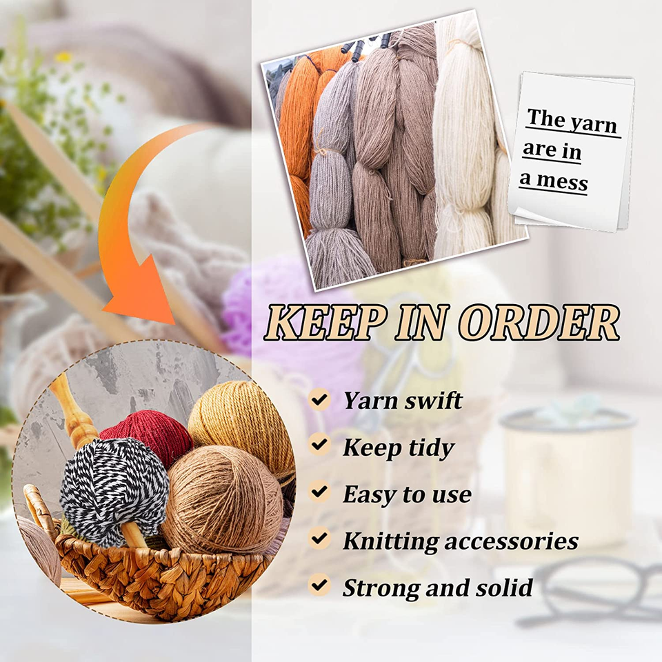 Tabletop Amish Style Wooden Yarn Swift Spindle Wood Swift Yarn Holder