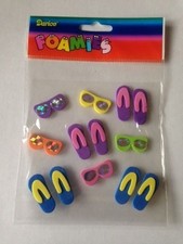Darice Foamies Flip-Flops/Sunglasses Foam Stickers 9 Pieces NWT FAST SHIPPING