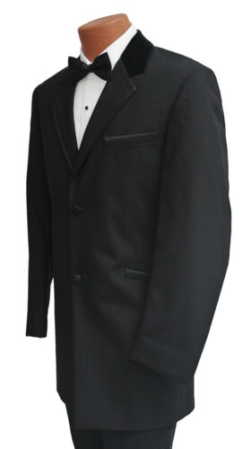 New Men's Black Andrew Fezza Tuxedo Jacket with Velvet Collar Wedding Prom 39S - Picture 2 of 5