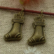 Free Ship 100 pcs Antique bronze Christmas Stockings charms 24X11mm L-3098