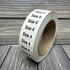 Size 4 Retail Size Stickers for Store Boutique Clothing Label Apparel Roll