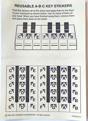 Reusable Keyboard Key Note Stickers, Used to Learn the Key Notes.