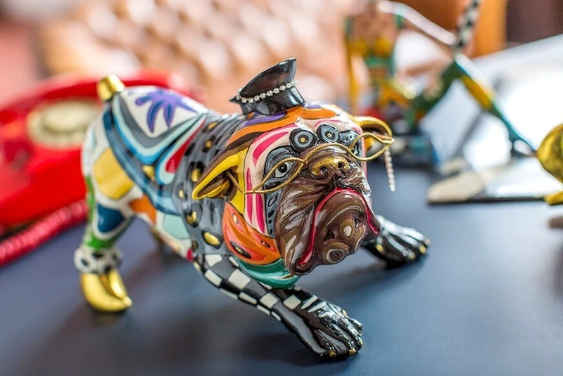 Scultura Cane Statua EWALD Tom's Company Animal Bulldog 3529 Decorazione NUOVO, fotografia 6 di 8