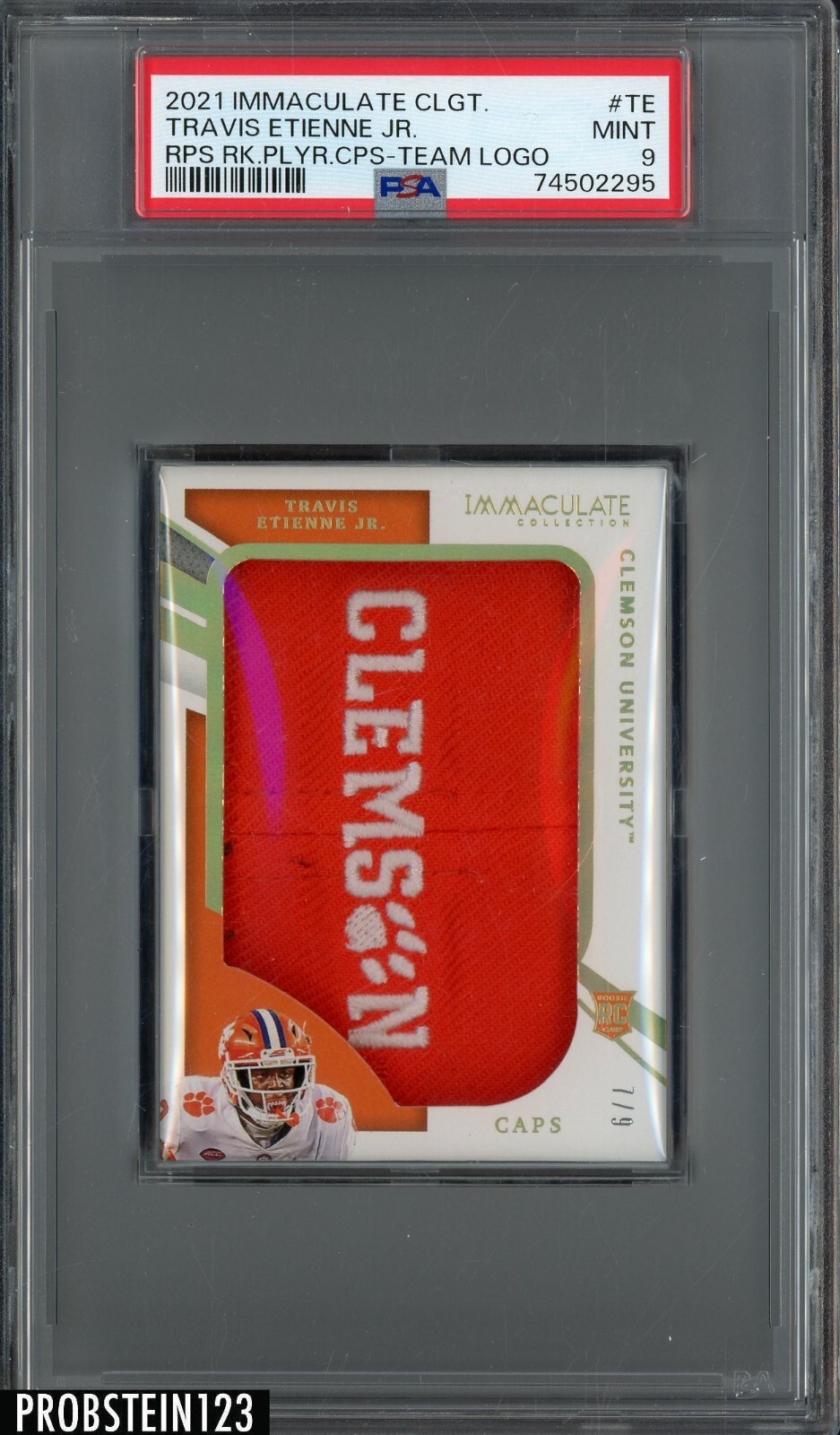 Travis Etienne Panini Immaculate Collection Collegiate Rps Rookie Player Caps #TE Team Logo