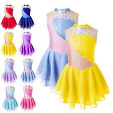 Kids Girl Leotard Clothing Ballerina Modern Dress Round Collar Skirted Sports