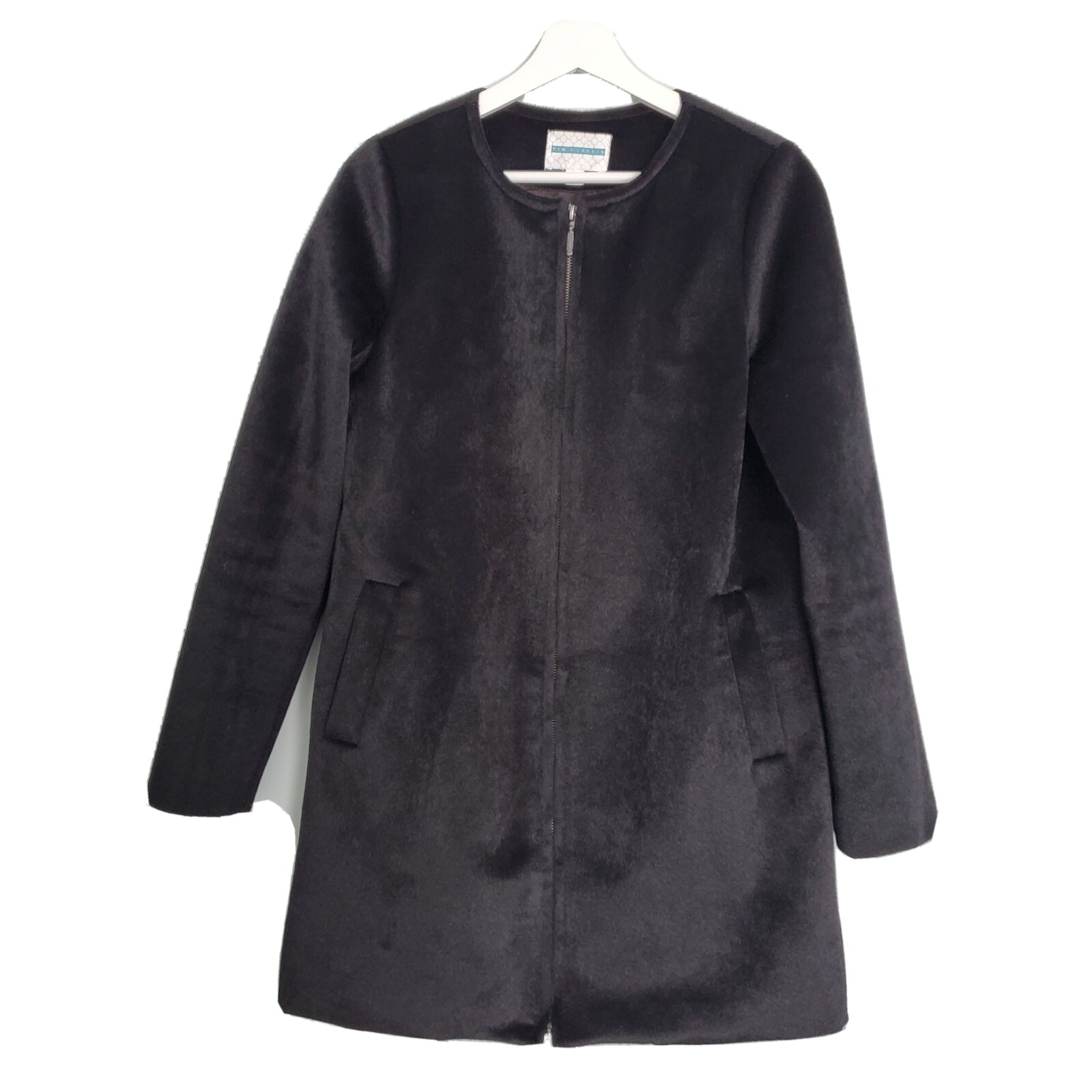 PONY Cappotto Anthropologie Pim + Larkin pelliccia sintetica pelo di cavallo nero taglia S
