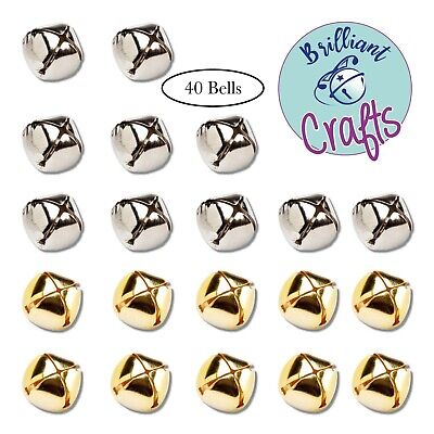 80 Jingle Bells 15mm Coloured Gold Silver Red Green Blue for Craft Kids Crafts 