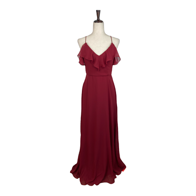 DESSY Girl Red Lux Chiffon V-Neck Ruffle Bridesmaid Dress Size 14 | eBay