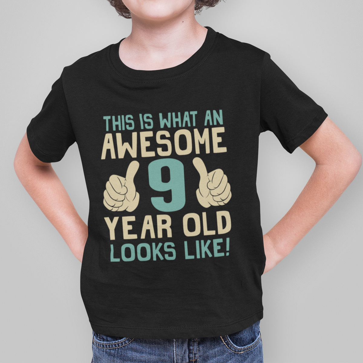 Boys 9th Birthday T-Shirt Kids Cotton Awesome Year Old GIFT