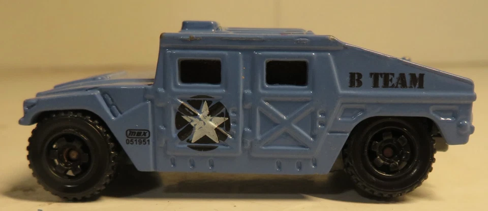 Matchbox 1994 Hummer B TEAM Baby Blue Used Toy 2014 Mattel H1 Military Truck - Image 2 of 4