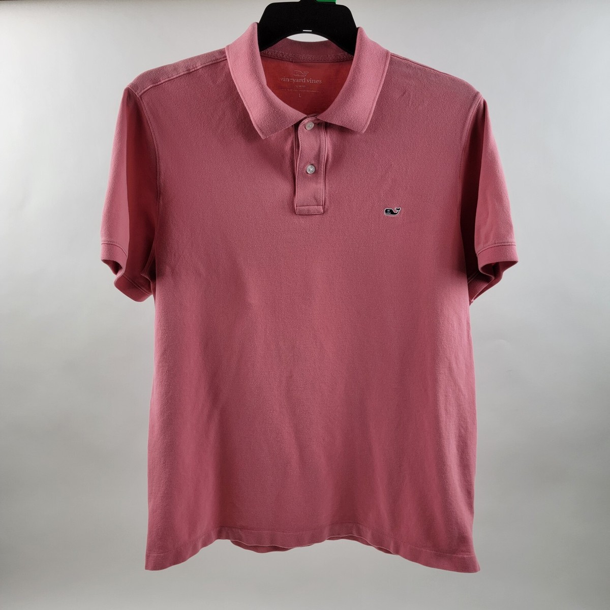 Vineyard Vines Mens Polo Style Shirt Size Large Pink Slim Fit Short Sleeve